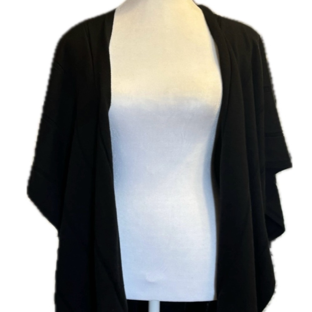 LOFT Open Front Knit Poncho Cardigan Shawl Wrap — Black, Size M/L - Picture 4 of 8